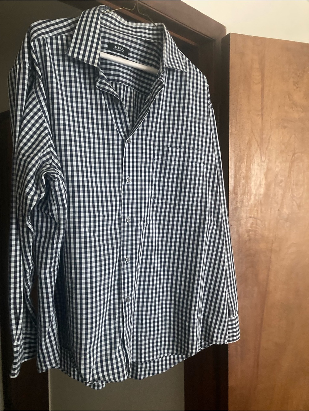 Alfani Men’s Blue Gingham Button-Down Shirt